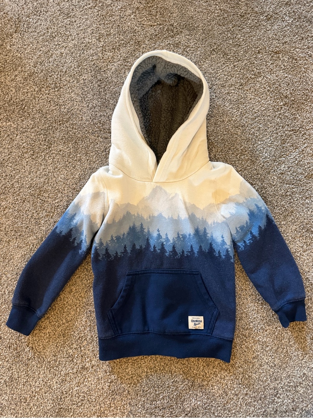 OshKosh B'gosh Navy and Cream Mountain Forest Hoodie